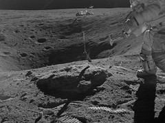 By Plum Crater, EVA 1 (AS16-109-17804)
