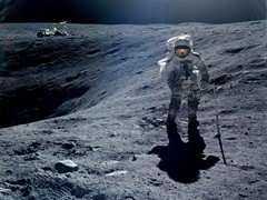 Charlie Duke by the Plum. This is Apollo 16's Visor Shot!