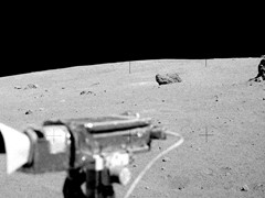 Rocks from North Ray, seen from the Rover. TV camera in the front